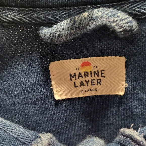 Marine Layer Men’s Clayton Textured Henley Pullover Sweater Sweatshirt Blue XL - Picture 3 of 3